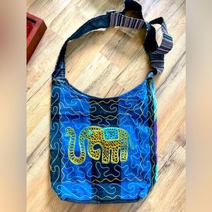Boho Tote Bag - Stitched Elephant Cross Body Bag Earthy Hippy